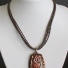 Vintage Brown Leather Chunky Necklace