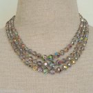 Vintage LAGUNA Aurora Borealis Glass 3 Strand Necklace