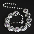 Vintage White Flower Aurora Borealis Necklace