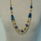 Vintage Blue Two Layer Necklace 1980s