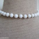 Chic Vintage White Milk Glass Bead Necklace 1950s