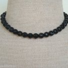 Elegant Vintage Laguna  Black Glass Necklace WT 1950s