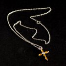 Vintage 925 Sterling Cross Stone Pendant Chain Necklace