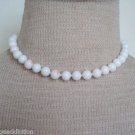 Unique Vintage White Marbled Glass Bead Necklace 1950s