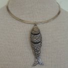 Vintage  Choker Big  Fish  Pendant Necklace Unusual