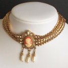 Vintage Multi Chain Cameo Choker  Statement Necklace