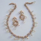 Elegant Vintage Crystal AB Glass Necklace Earrings Set
