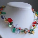 Unique Vintage Czech Glass Leaf Necklace