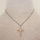 Vintage Aurora Borealis Cross Pendant Chain Necklace