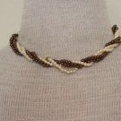 Vintage Brown & Cream Pearl Twisted / Torsade Necklace
