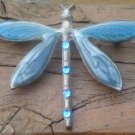 Vintage Blue Enameled Rhinestone Dragonfly Pin /Brooch