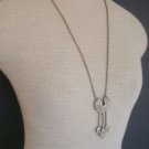 Outstanding Vintage Pewter 27" Long  Cute Necklace