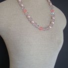 Cute Vintage Faceted Pink Pearl  & Crystal necklace