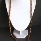 Vintage Tiger's Eye Long Strand Necklace 40" On 14K