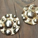 Vintage Gold Hammered Chunky Pierced Earrings 1980s