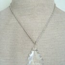Vintage White Clear Glass Chunky Pendant Chain Necklace
