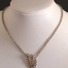 Lovely Rhinestone Brown Glass Necklace/Pendant