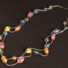 Vintage Colorful Art Glass Multiple Strands Necklace