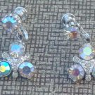 Vintage Aurora Borealis Rhinestone Dangle Earrings