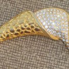 Vintage Curvy White Rhinestone Statement Pin/Brooch