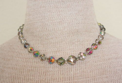 Vintage Laguna Aurora Borealis Glass Choker Necklace