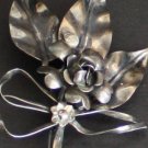 Vintage Art Deco Sterling Silver Large Flower Brooch