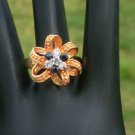 Vintage Golden  Ribbon Rhinestones Size 9