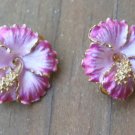 Lovely Vintage Purple Enamel Flower Ruccini Earrings