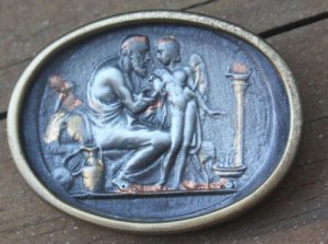 Unique Pewter Cameo Pin Brooch