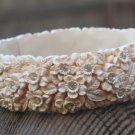 Beautiful Vintage Carved Rhinestone Bangle Bracelet