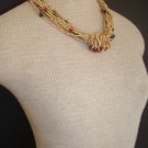 Vintage Art Deco Stone Agate Torsade  Chunky Necklace