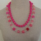 2 Vintage Pink Plastic  Lucite Fruit Fancy Necklace