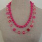2 Vintage Pink Plastic  Lucite Fruit Fancy Necklace