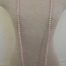 Vintage Pink Marbled Pearl Long Strand Necklace 60"