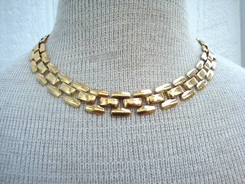 Vintage Chunky Gold Tone Chain Necklace 1980s