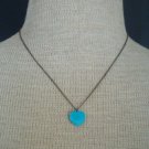 Vintage Blue Turqoise Stone Heart Pendant Necklace