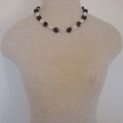 Unique Vintage Black Glass &  White Peearl Necklace