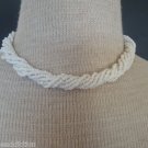 Charming Vintage Trifari Twisted White Bead  Necklace