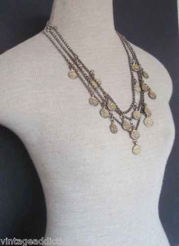 Vintage Antique Art Deco Coin Bib Statement Necklace