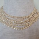 Vintage Elegant Cream Faux Pearl Multi Strands Necklace