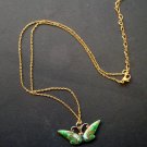 Vibrant Vintage Green Butterfly Pendant Necklace