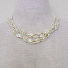 Vintage Four Tiered White Faux Pearl Necklace