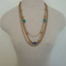 Vintage Multi Layer Chain Glass Older Necklace