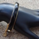Vintage Black Enamel Hinged Bracelet With Safety Chain