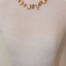 Vintage Chunky Mother Of Pearl Gold Choker Necklace