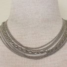 Vintage Silver Tone Multichain / Tiered Necklace