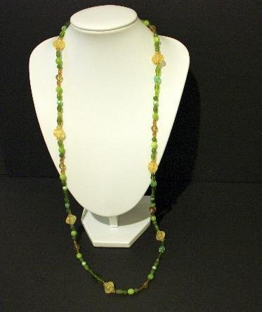 Vibrant Vintage Olive Green Beaded Necklace