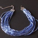 Vintage Blue Cylindrical Glass Multi Layer Necklace