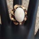 Vintage Cream Glass Adjustable Size  Ring