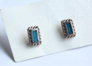 Vintage Rectangular South Western Pierced Earrings